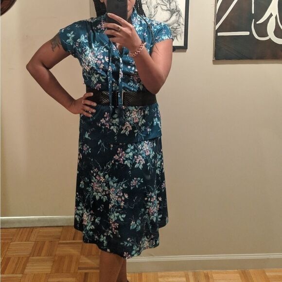 Vintage Dresses & Skirts - Vintage 2pc floral top & skirt set